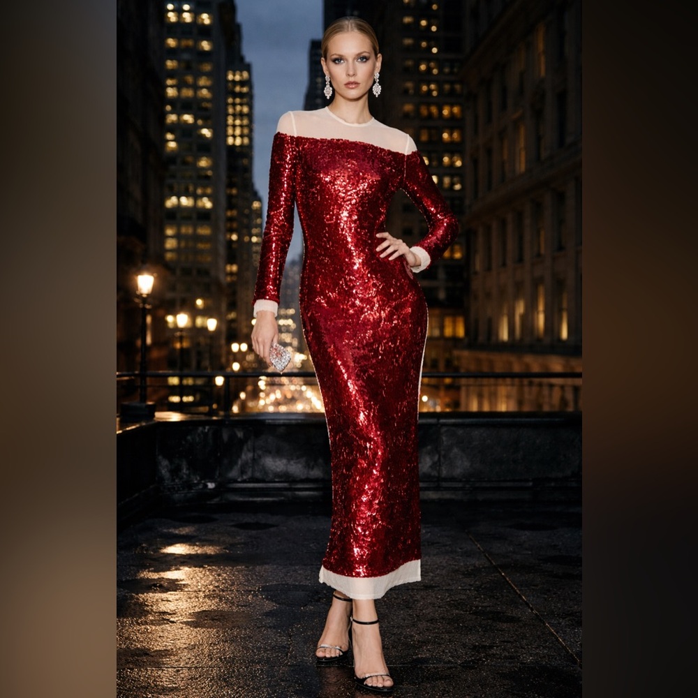 NWT Sequin Chiffon Dress ZW Collection.